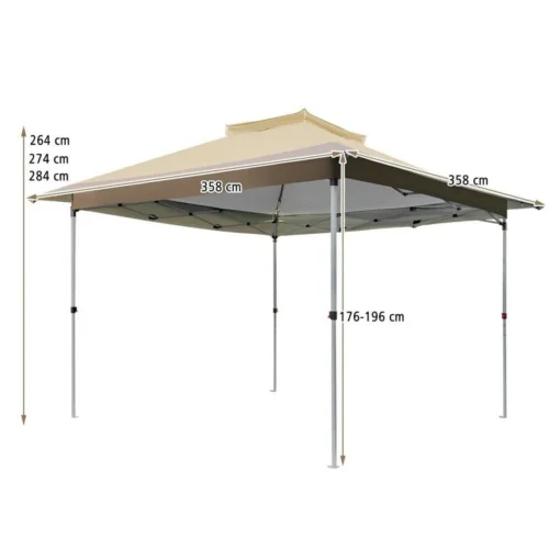 Gazebo paviljon sa mehanizmom 350x350cm Braon - Image 2