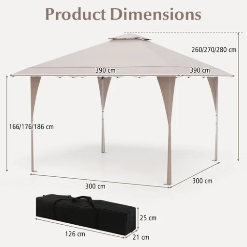 Gazebo paviljon sa mehanizmom 4x4m Bež - Image 3