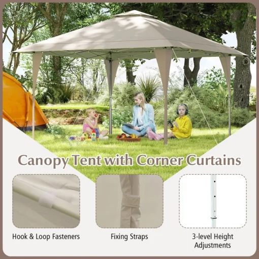 Gazebo paviljon sa mehanizmom 4x4m Bež - Image 5