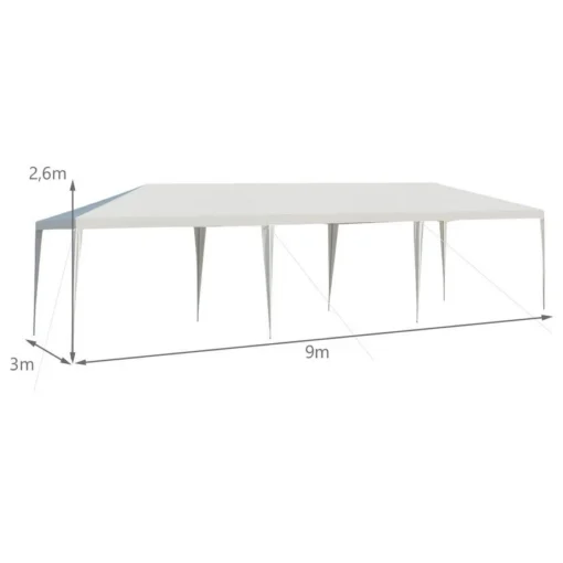 Paviljon 9x3m Beli bez stranica - Image 2