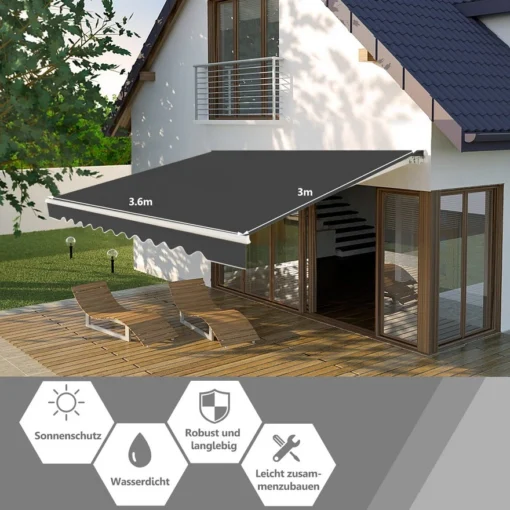 Tenda za terasu 360x300cm Antracit Siva