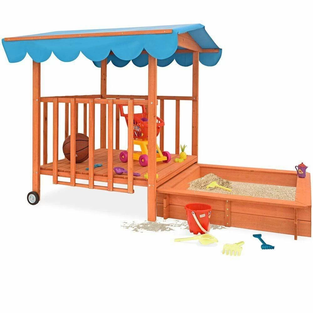 Drveni peskarnik sa nadstrešnicom i fiokom - Slika 2