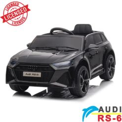 Audi RS6 - Licencirani auto na akumulator - Meke gume + kožno sedište - Crni