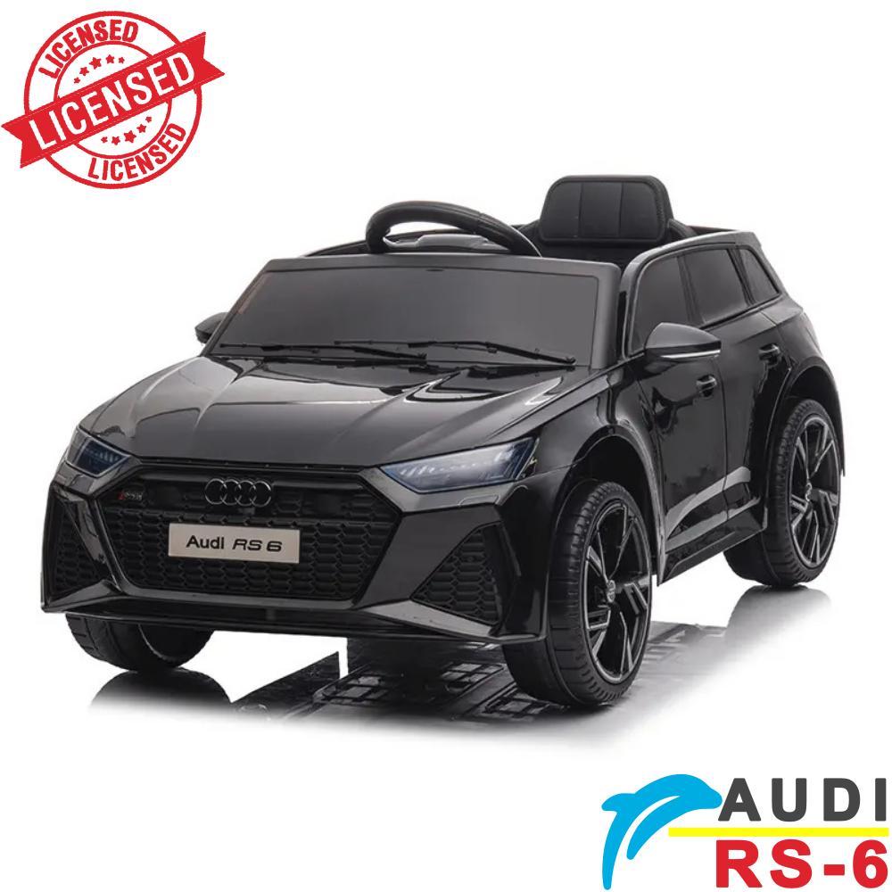Audi RS6 - Licencirani auto na akumulator - Meke gume + kožno sedište - Crni