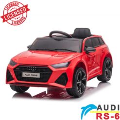 Audi RS6 - Licencirani auto na akumulator - Meke gume + kožno sedište - Crveni