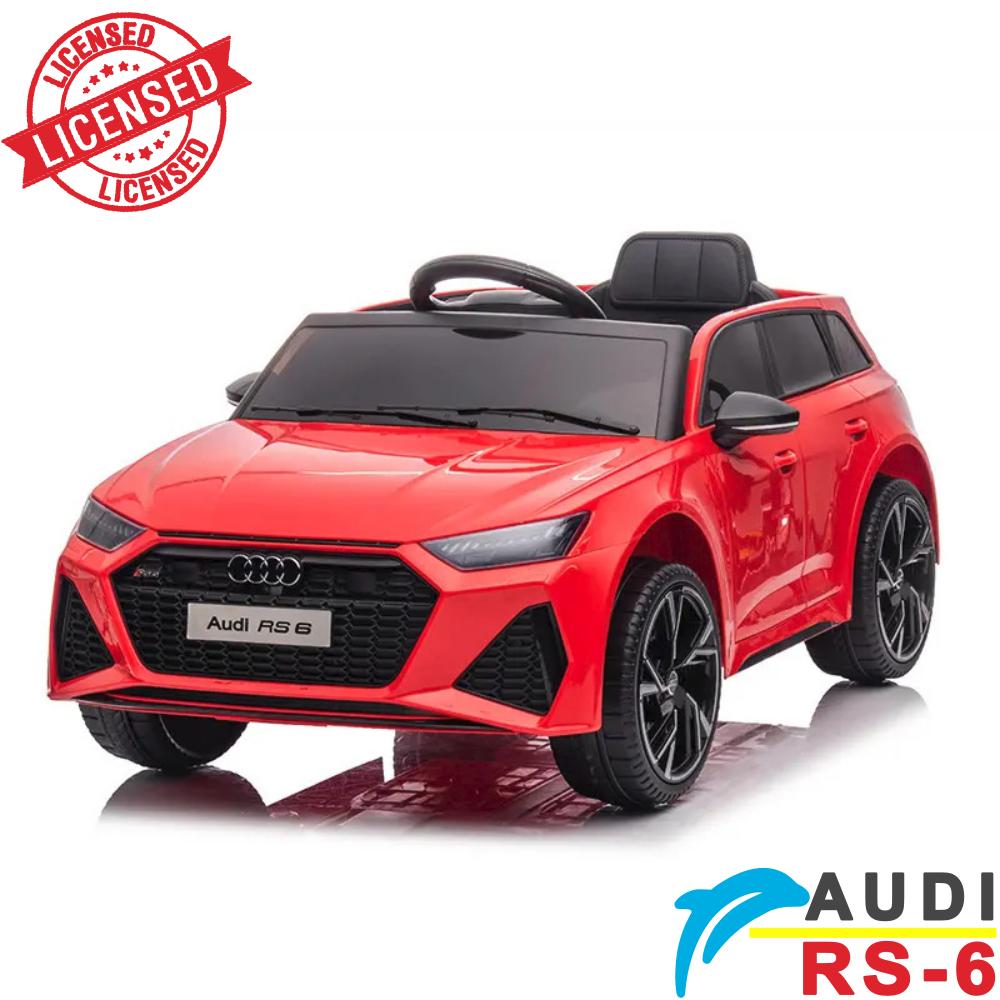 Audi RS6 - Licencirani auto na akumulator - Meke gume + kožno sedište - Crveni
