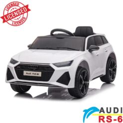 Audi RS6 - Licencirani auto na akumulator - Meke gume + kožno sedište - Beli