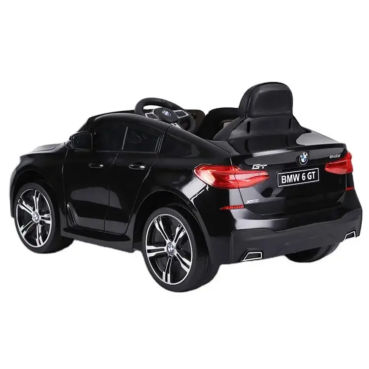 BMW 6 GT - Licencirani auto na akumulator - Meke gume + kožno sedište - Crni - Slika 2