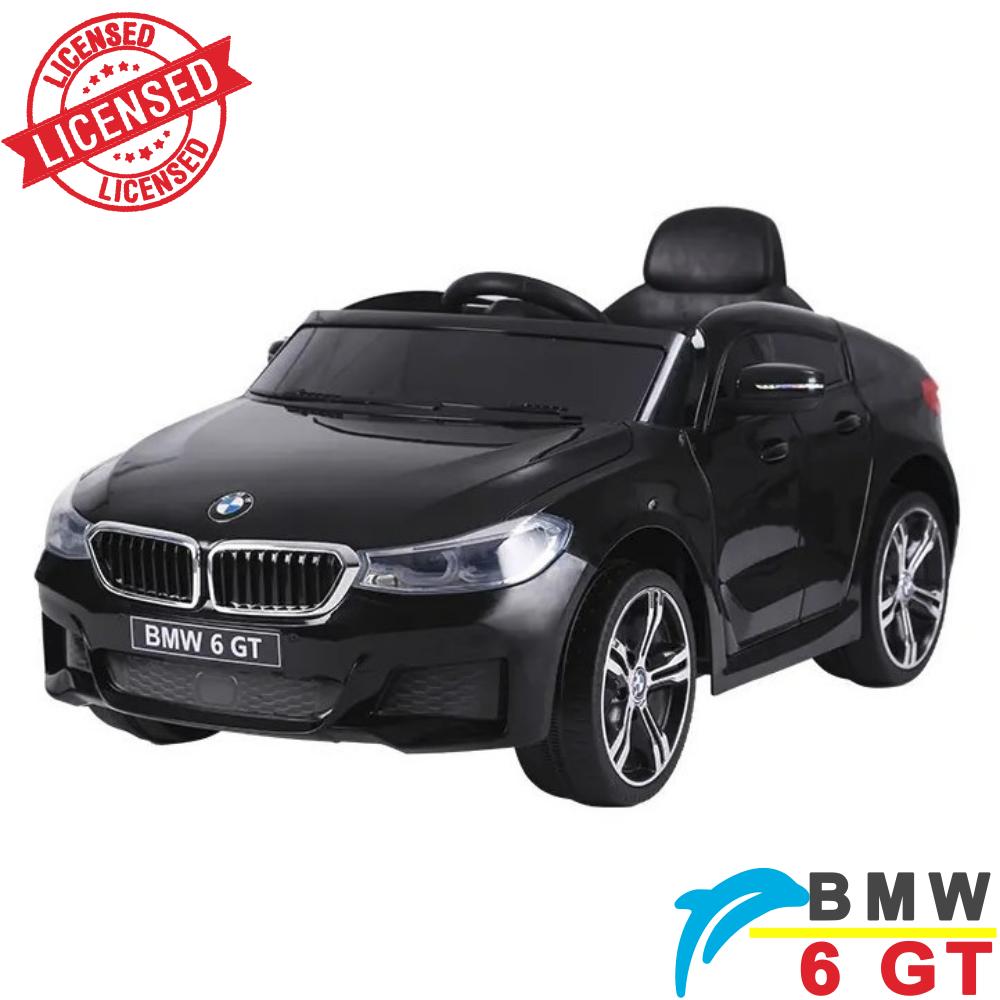 BMW 6 GT - Licencirani auto na akumulator - Meke gume + kožno sedište - Crni