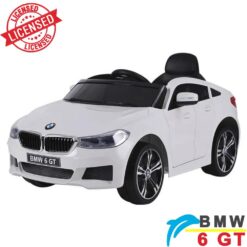 BMW 6 GT - Licencirani auto na akumulator - Meke gume + kožno sedište - Beli