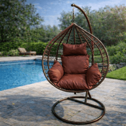 Ljuljaška jaje XXL sa velikim jastucima - braon okvir / braon jastuci