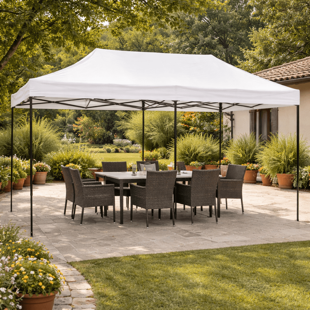 Paviljon 6x3m sa mehanizmom za sklapanje - beli