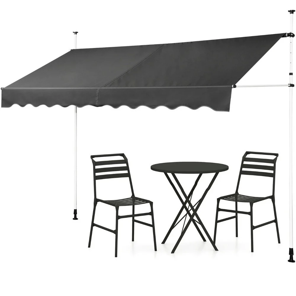 Balkonska tenda 350x120cm samostojeća - siva - Slika 3