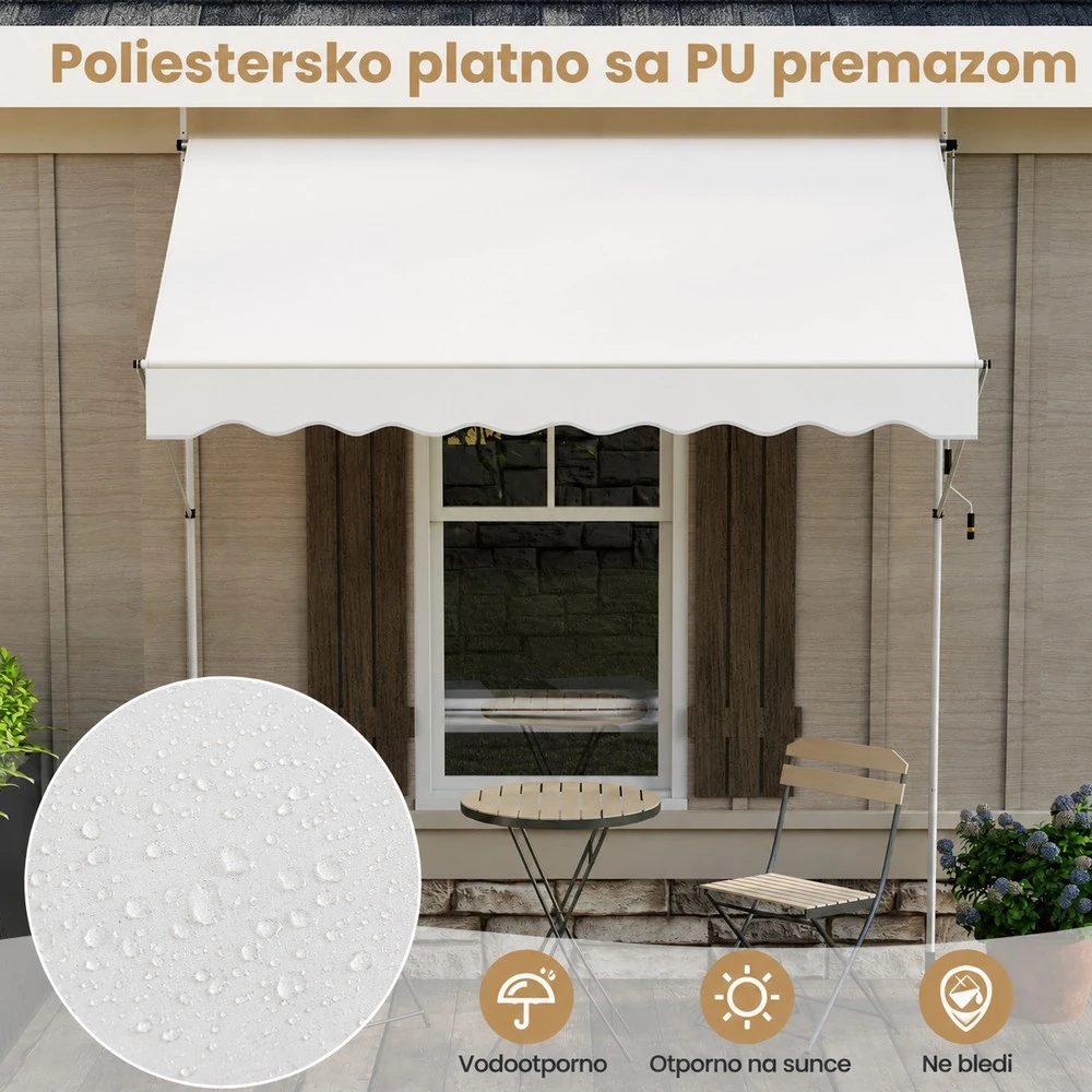 Balkonska tenda 250x125cm samostojeća - bež - Slika 4