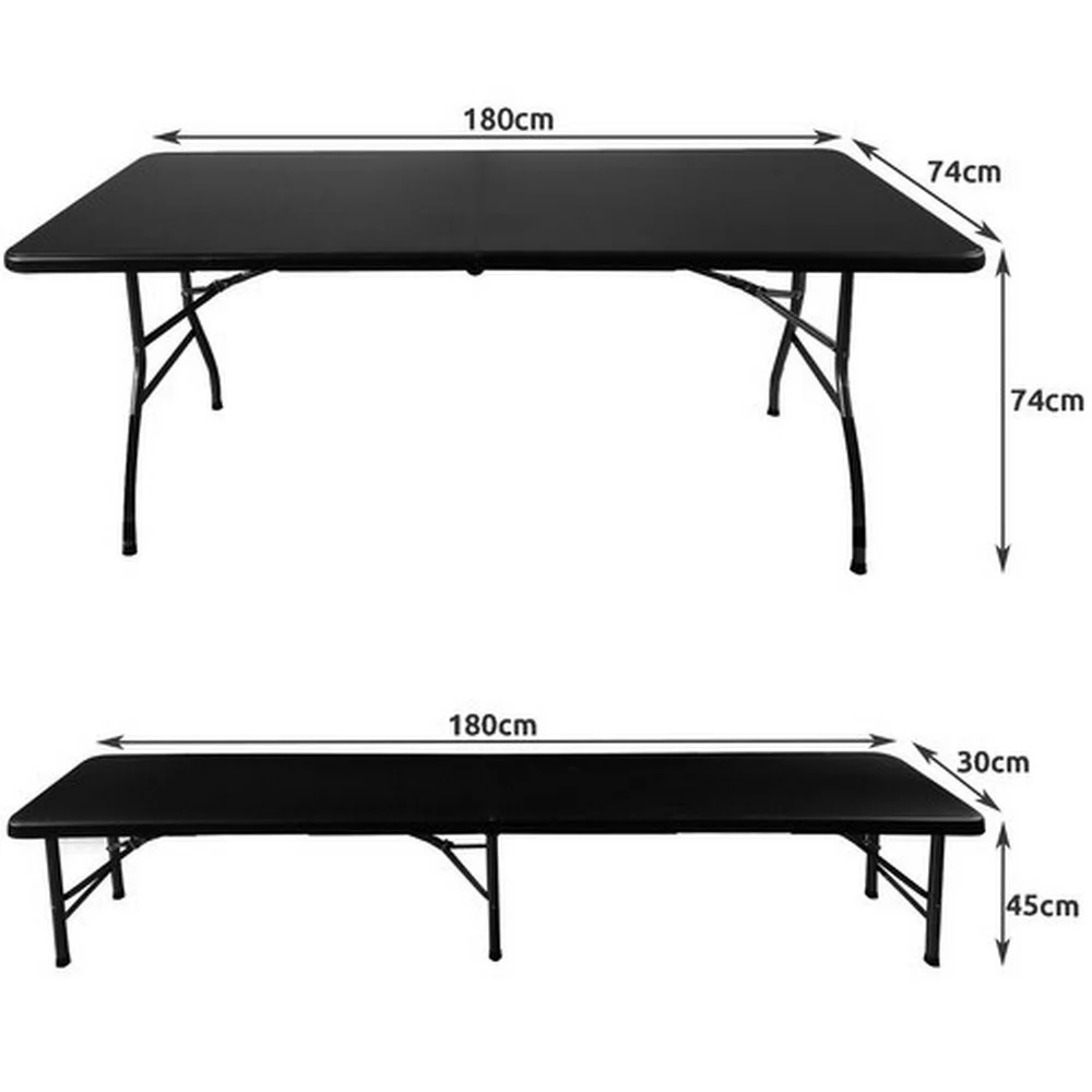 Pivski set sto i dve klupe 180cm na rasklapanje - crni - Slika 3